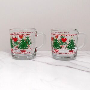Vintage Anchor Hocking Glass Mug, CHD Cross-Stitch Christmas (1984)